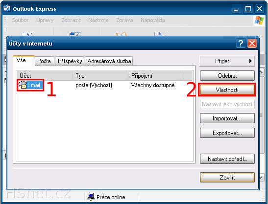 MS Outlook Express - Účty v Internetu