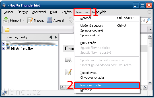 Mozilla Thunderbird - Hlavní okno